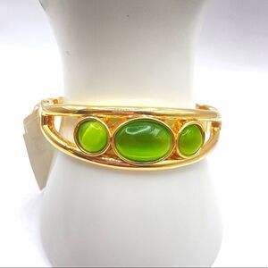 Tanya Creations Glamorotti Gold Green Accent Clamp Bangle Bracelet